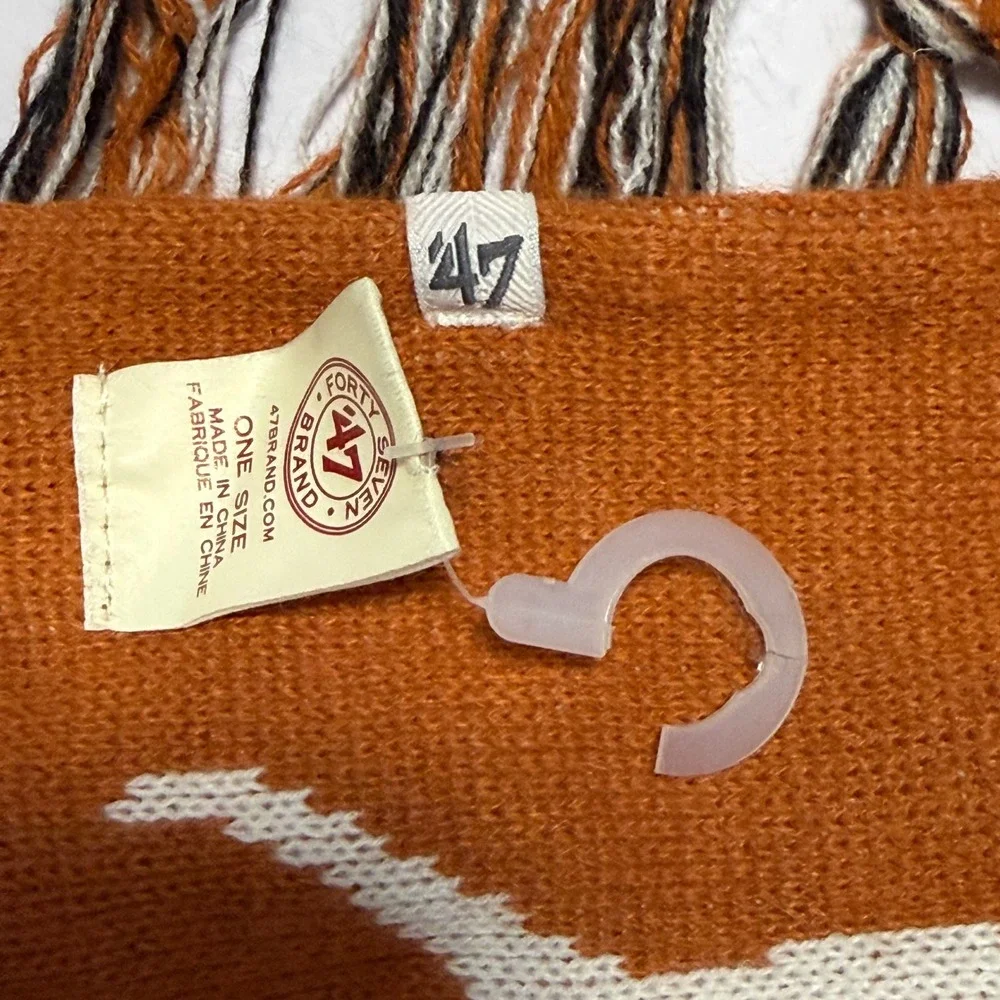 47 Brand Texas Longhorns Burnt Orange Knit Scarf NCAA Collegiate Logo Fringe 65
